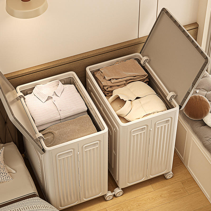 Large Foldable PP Storage Cabinet and Laundry Basket, 66 x 45 x 70 cm