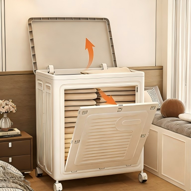 Large Foldable PP Storage Cabinet and Laundry Basket, 66 x 45 x 70 cm