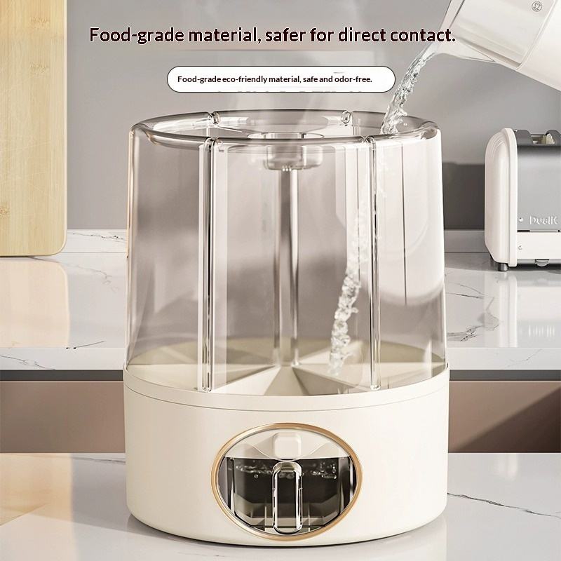 Kitchen Grain Storage Jar with Rotating Rice Dispenser, BPA-Free