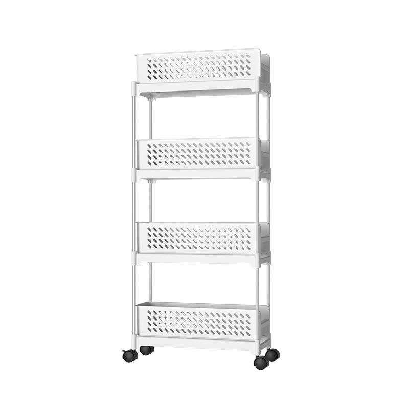 Pull-Out Kitchen Floor Storage Rack - 4-Layer PP Gap Shelf for Cutlery