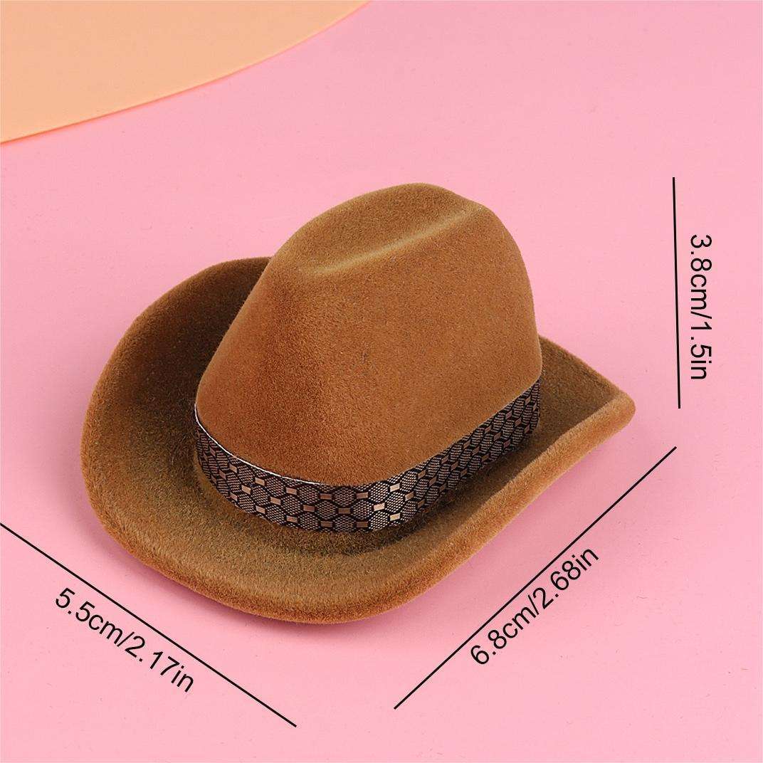 Western Cowboy Hat Jewelry Packaging Box - Flocked Ring and Necklace Case