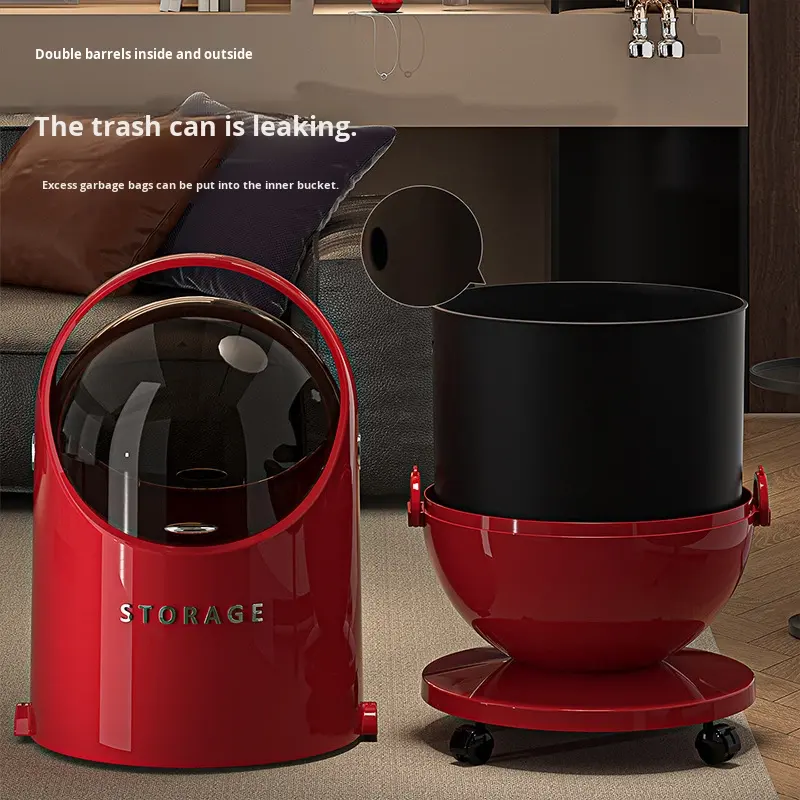 Light-Luxury Barrel-Shaped Waste Bin with Dual-Opening Lid - No Bending