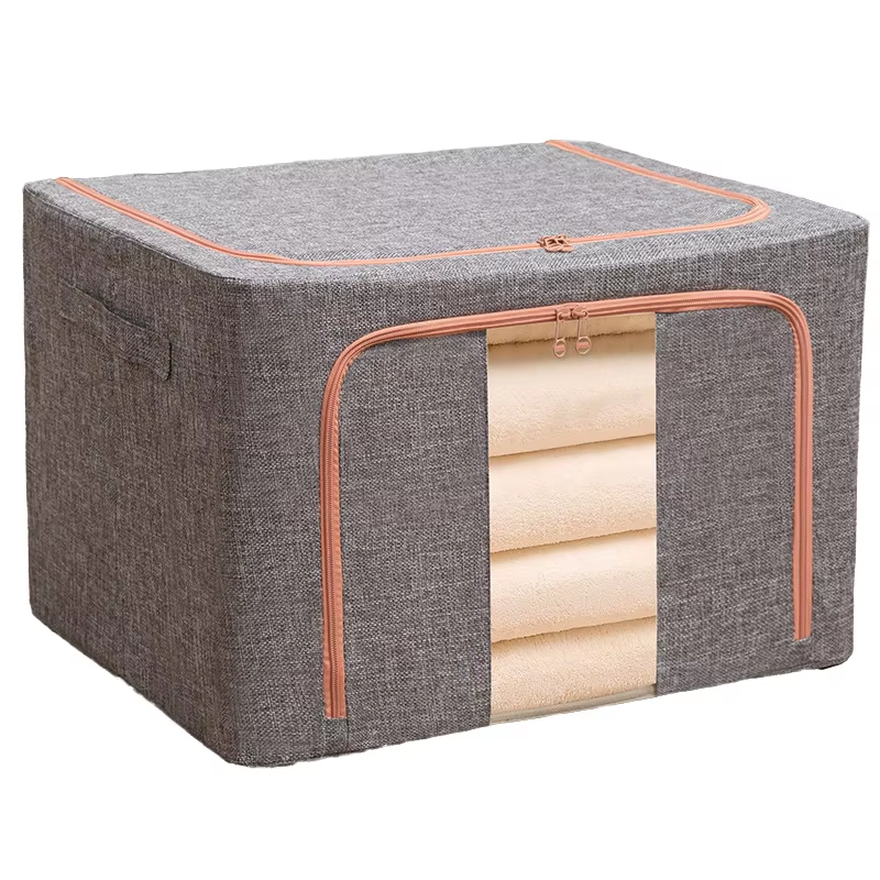 Modern Foldable Cotton-Linen Clothes Storage Box, 100 L - Wardrobe Organizer