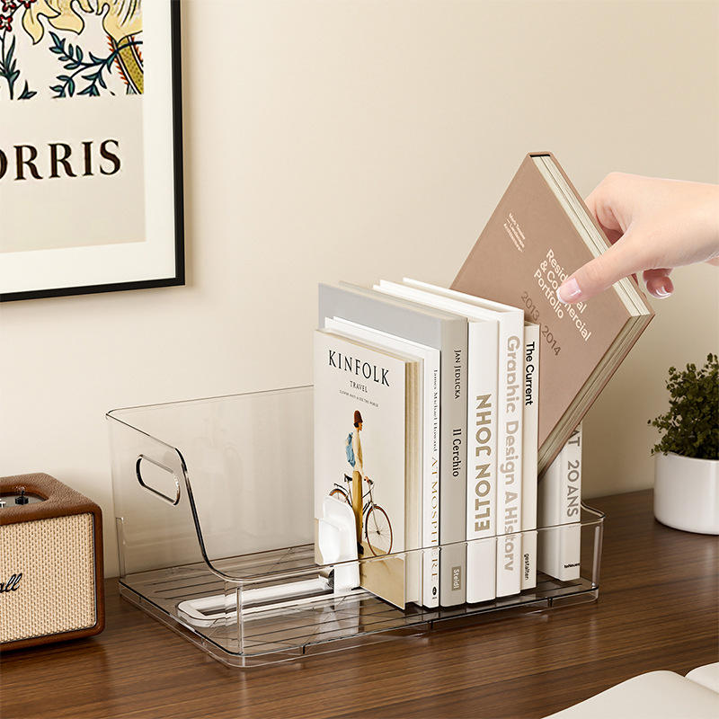 Adjustable Plastic Book Shelf and Student Desk Storage Box, 35 x 25 x 15 cm