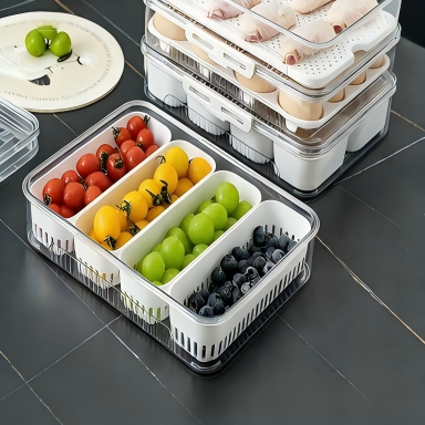 Stackable Transparent PET Fridge Box - Airtight Container for Fruit, Eggs and Spices