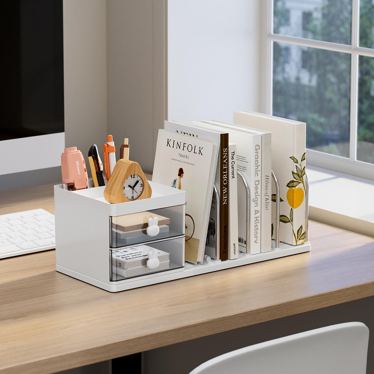 Desktop Office Book Shelf - Student Stationery Rack, 350 ml, Single Layer