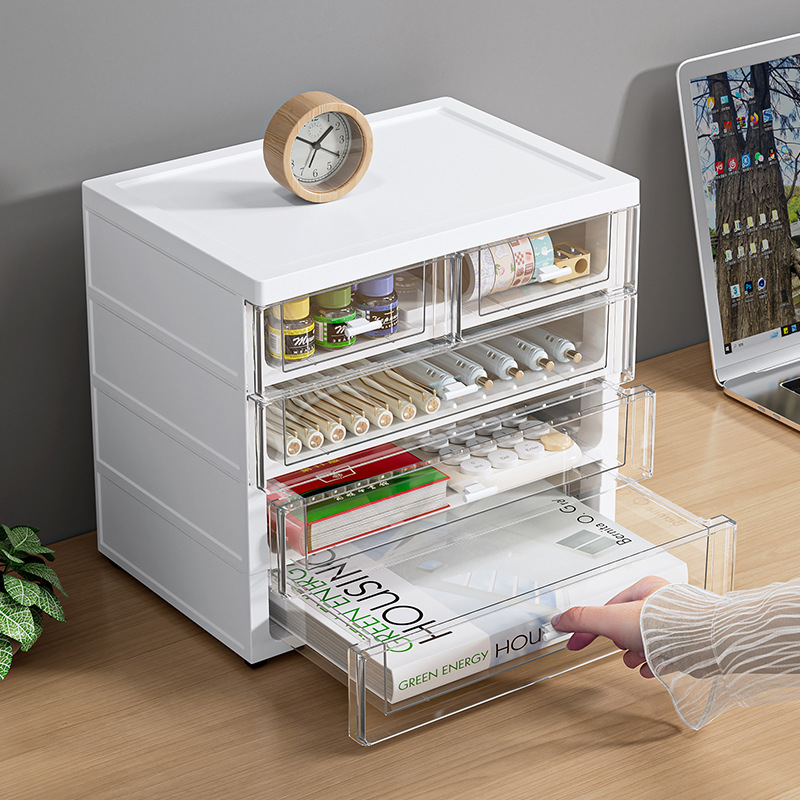Drawer-Type Stackable PP Office Desk Organizer, 35 x 25 x 31 cm