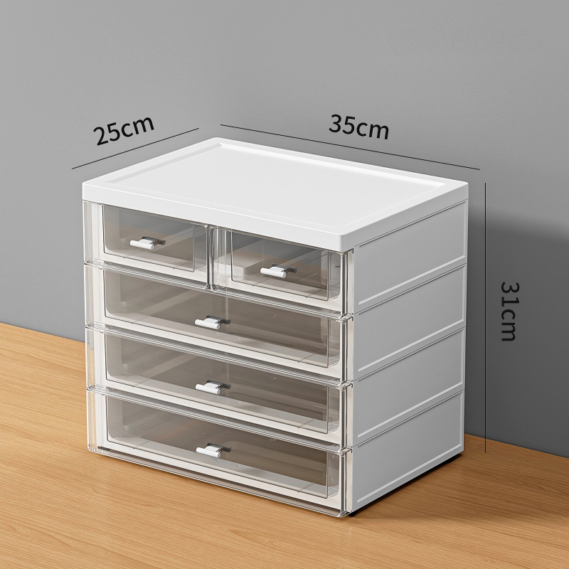Drawer-Type Stackable PP Office Desk Organizer, 35 x 25 x 31 cm