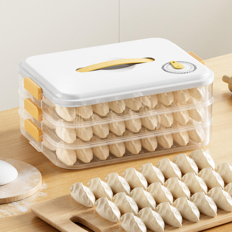 Foldable PP 4-Layer Dumpling and Food Freezer Box, 29.5 x 22 x 17 cm