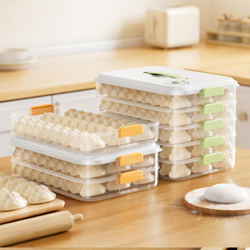 Foldable PP 4-Layer Dumpling and Food Freezer Box, 29.5 x 22 x 17 cm