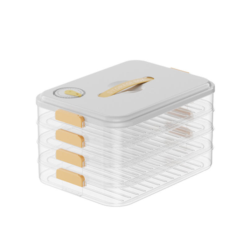 Foldable PP 4-Layer Dumpling and Food Freezer Box, 29.5 x 22 x 17 cm