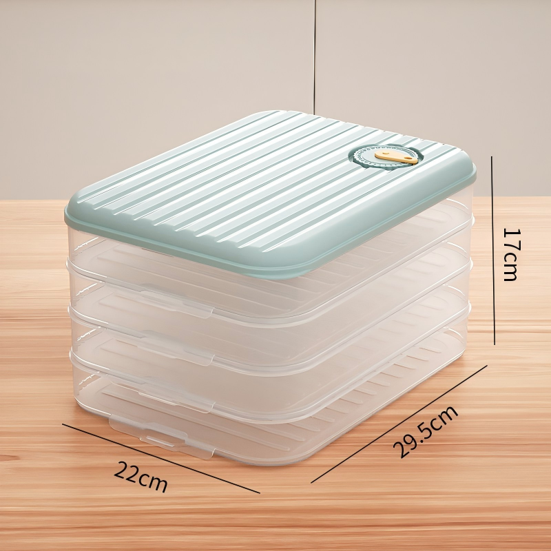 Foldable PP 4-Layer Dumpling and Food Freezer Box, 29.5 x 22 x 17 cm