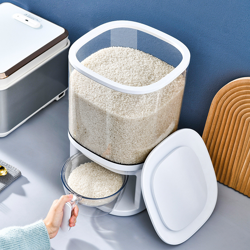 Automatic 20 L Rice Dispenser with Measuring Cup - Sealed Food Storage Container