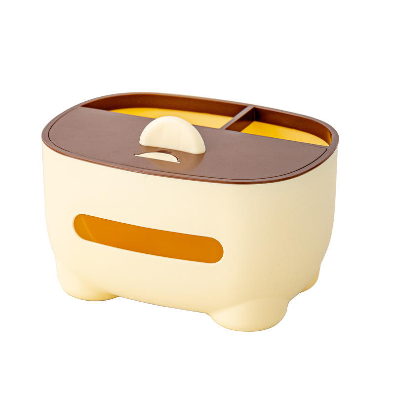 Multi-Functional Plastic Tissue Box with Storage - Light-Luxury Desk Organizer