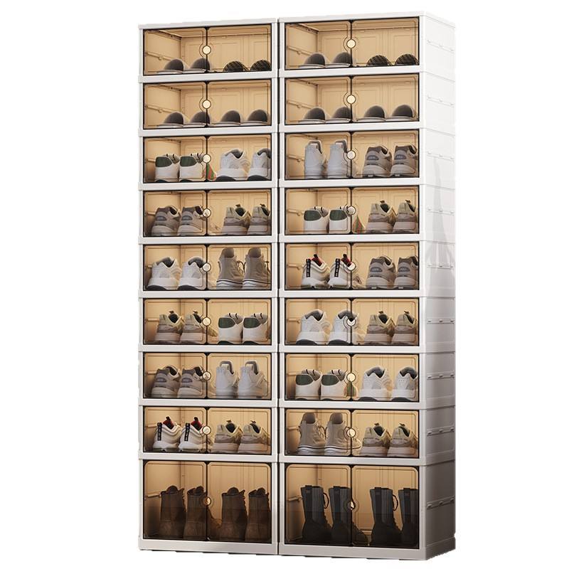 Magnetic Door Shoe Rack - Transparent Foldable 5-Layer Space-Saving Cabinet, 173.5 cm