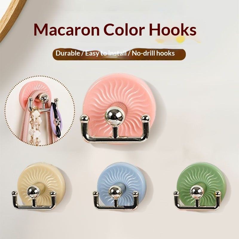 No-Drill Strong Adhesive Hook, Macaron Colours - Rotating Bathroom and Door Hook