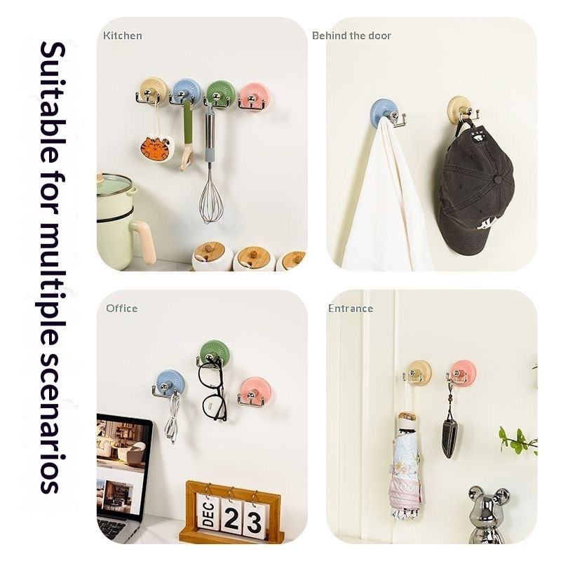 No-Drill Strong Adhesive Hook, Macaron Colours - Rotating Bathroom and Door Hook