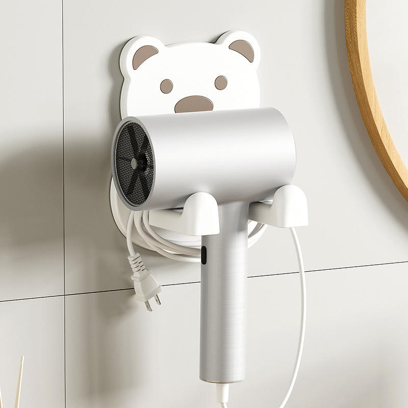Cartoon Hair Dryer Holder - No-Drill Wall-Mounted Bathroom Storage Rack