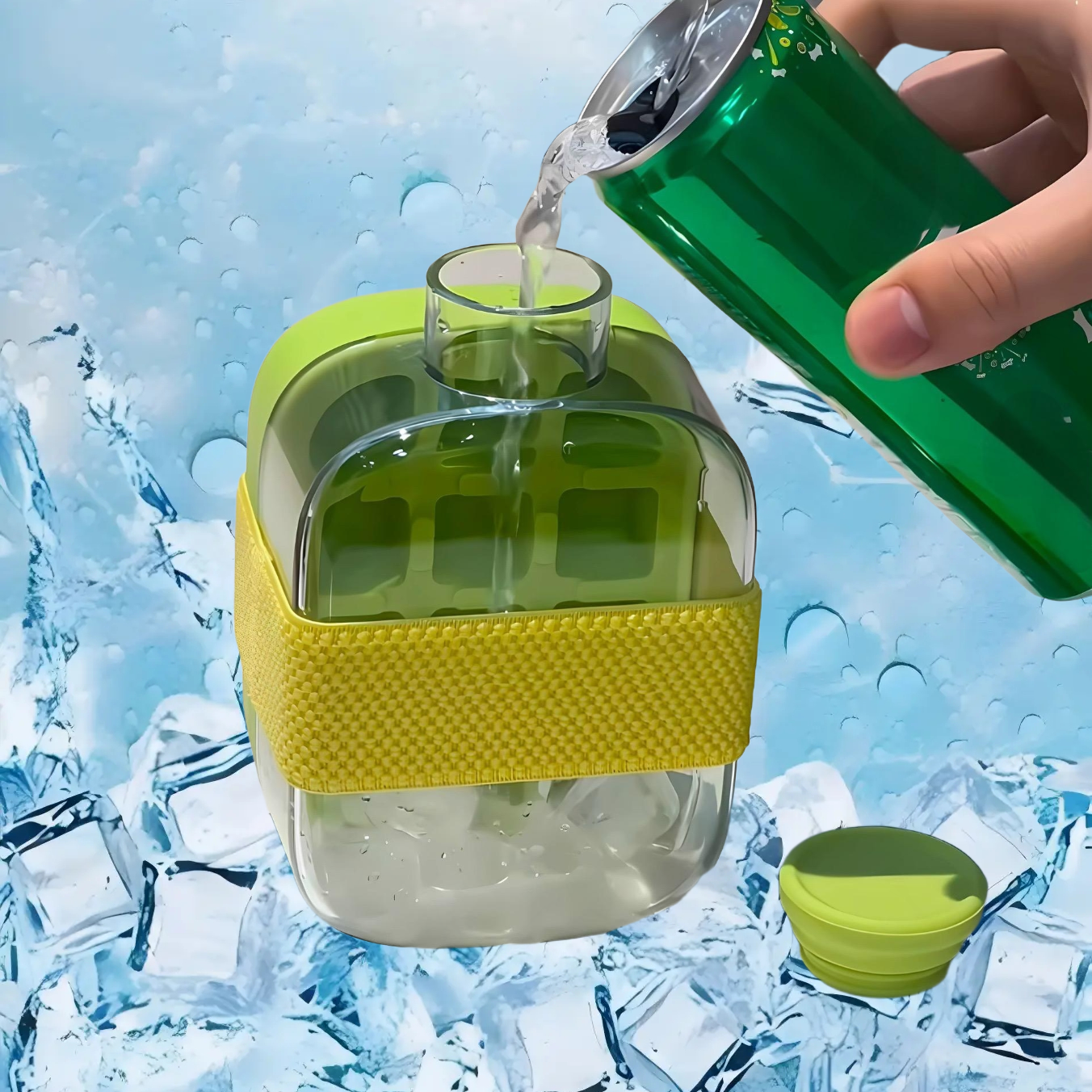 Reusable Plastic Ice Cube Tray, 500 ml - Press Mould for Freezer Storage
