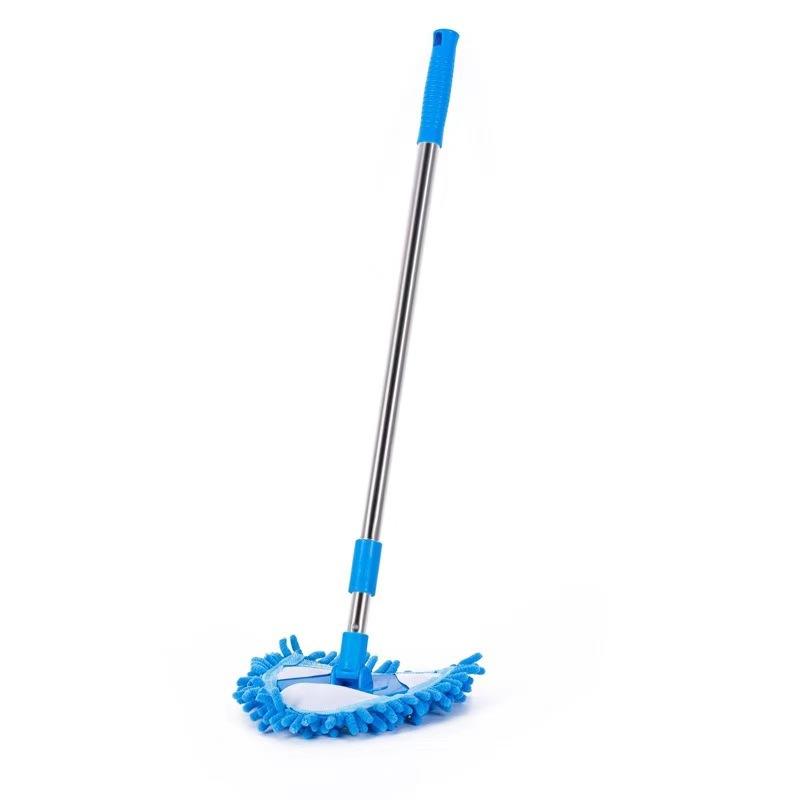 Microfiber Triangular Mop Head with Telescopic Steel Pole - Self-Wringing