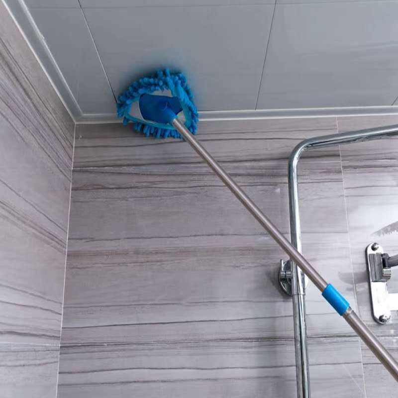 Microfiber Triangular Mop Head with Telescopic Steel Pole - Self-Wringing