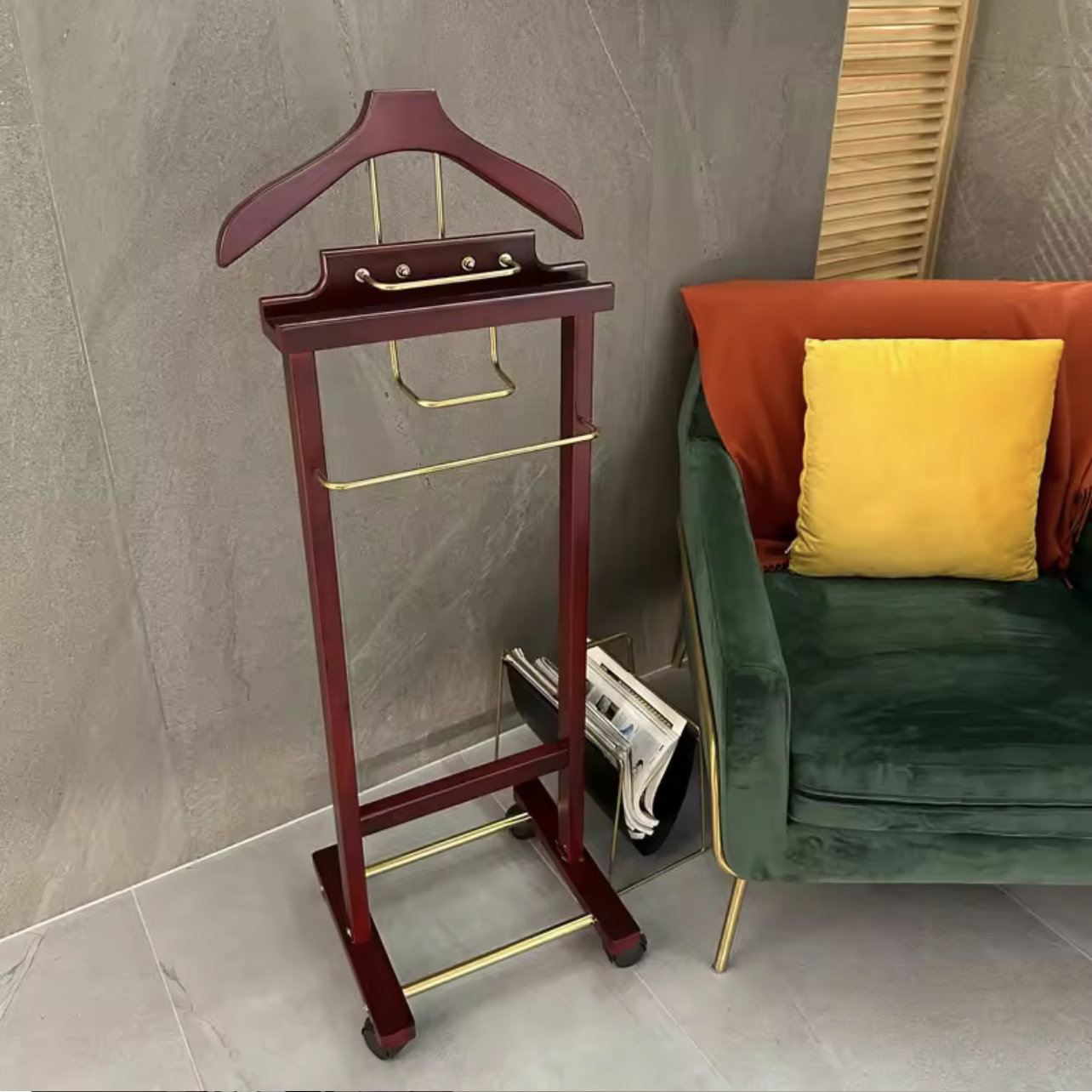 Hotel Wooden Coat Rack with Shoe Rack - Hallway and Changing Room Stand