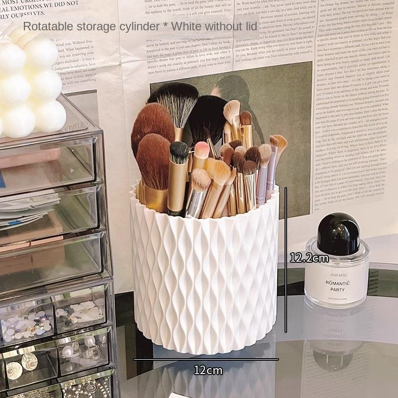 Rotating Makeup Brush Holder, 24 x 12 x 12 cm - Desktop Vanity and Pen Organizer