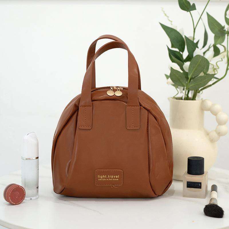 Large Capacity Portable PU Makeup Bag - Travel Wash Bag with Brush Storage