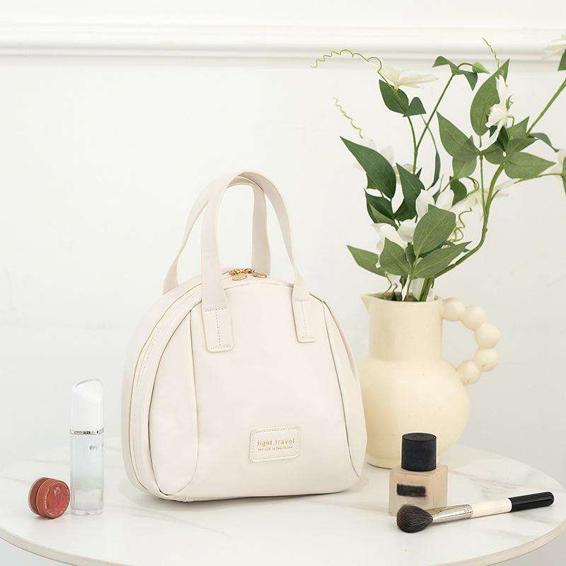 Large Capacity Portable PU Makeup Bag - Travel Wash Bag with Brush Storage