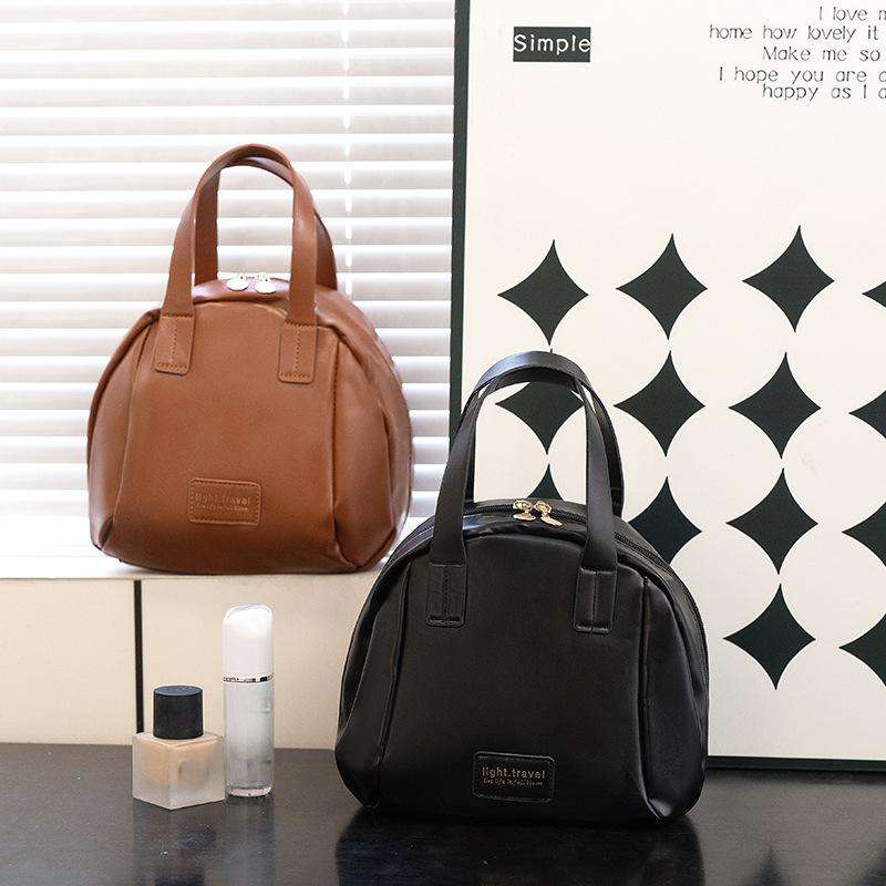 Large Capacity Portable PU Makeup Bag - Travel Wash Bag with Brush Storage