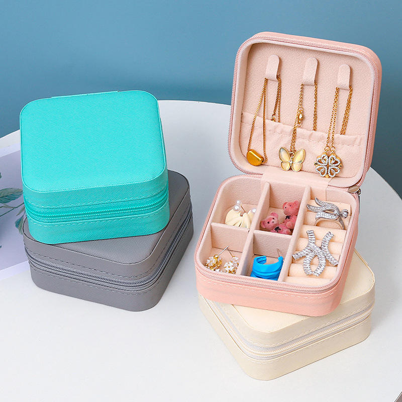 PU Leather Mini Travel Jewelry Box - Compact Case for Earrings and Bracelets