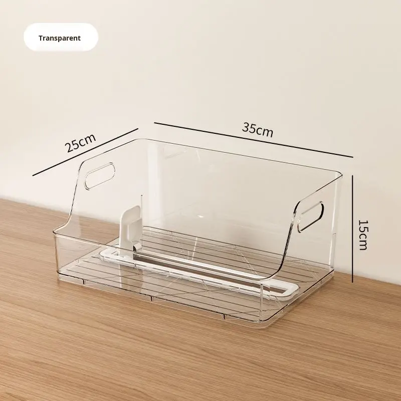 Transparent Rectangular Book and Document Box, 25 x 35 x 15 cm - 18 L Desk Storage