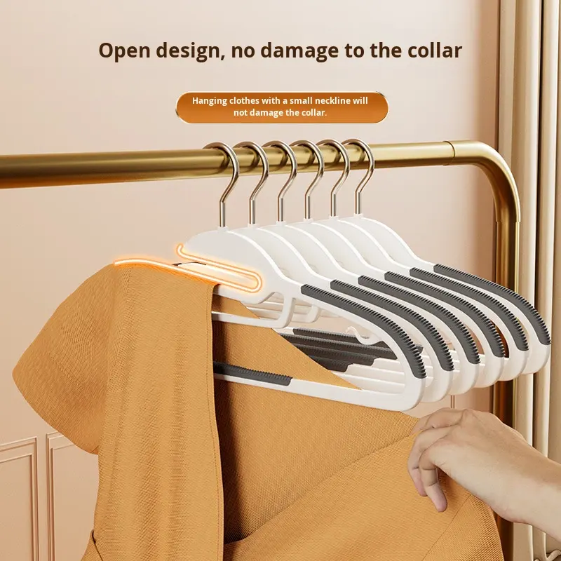 Thickened Non-Slip Hangers with Shoulder Protection - Flocked Stainless Steel 5 mm