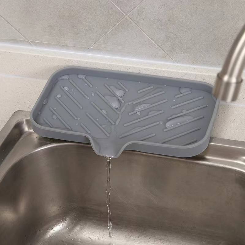 Silicone Self-Draining Soap Dish and Sponge Tray, 12 cm Square, 3 mm