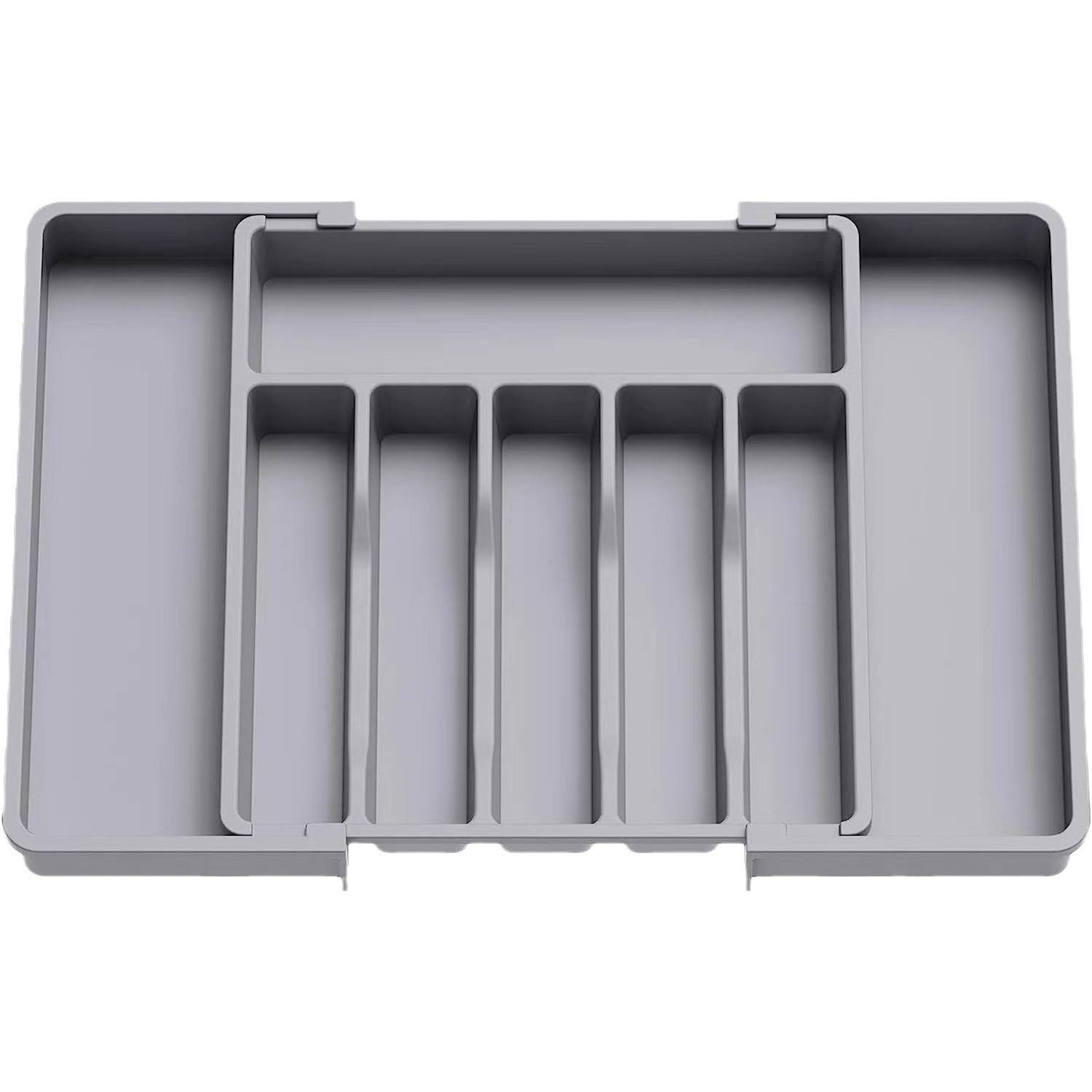 Extendable Folding Cutlery Storage Box with Removable Tray, 57 x 38 x 5 cm, 2 L