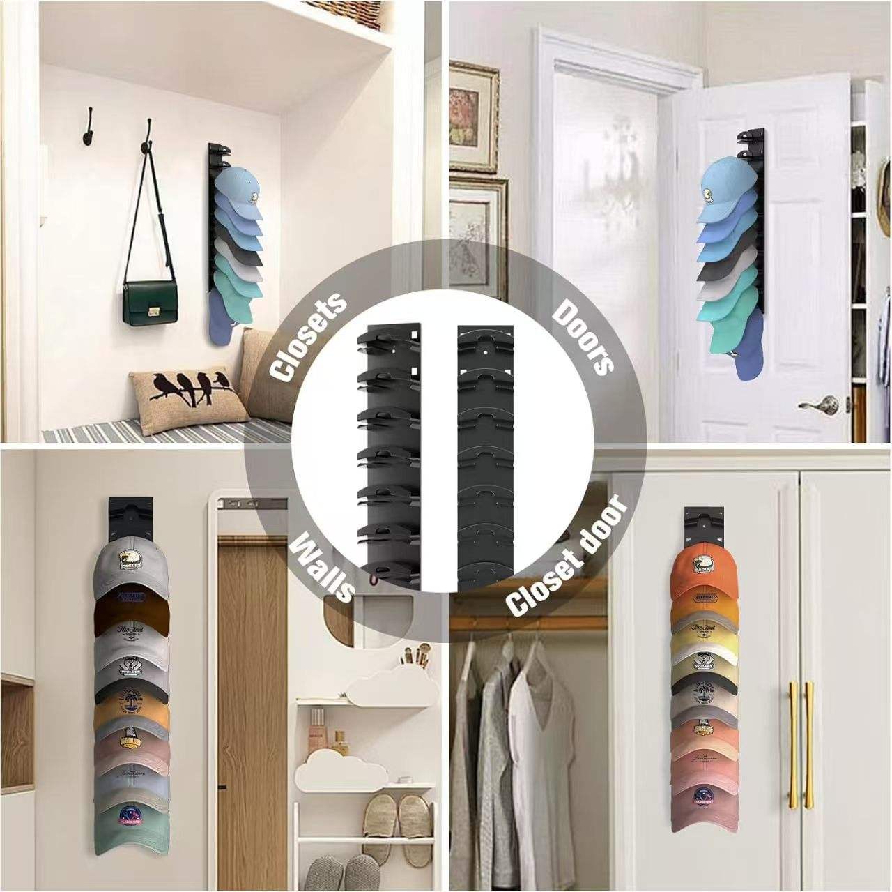 Baseball Cap Storage Rack, ABS - Wall-Mounted Multi-Layer Hat Organizer