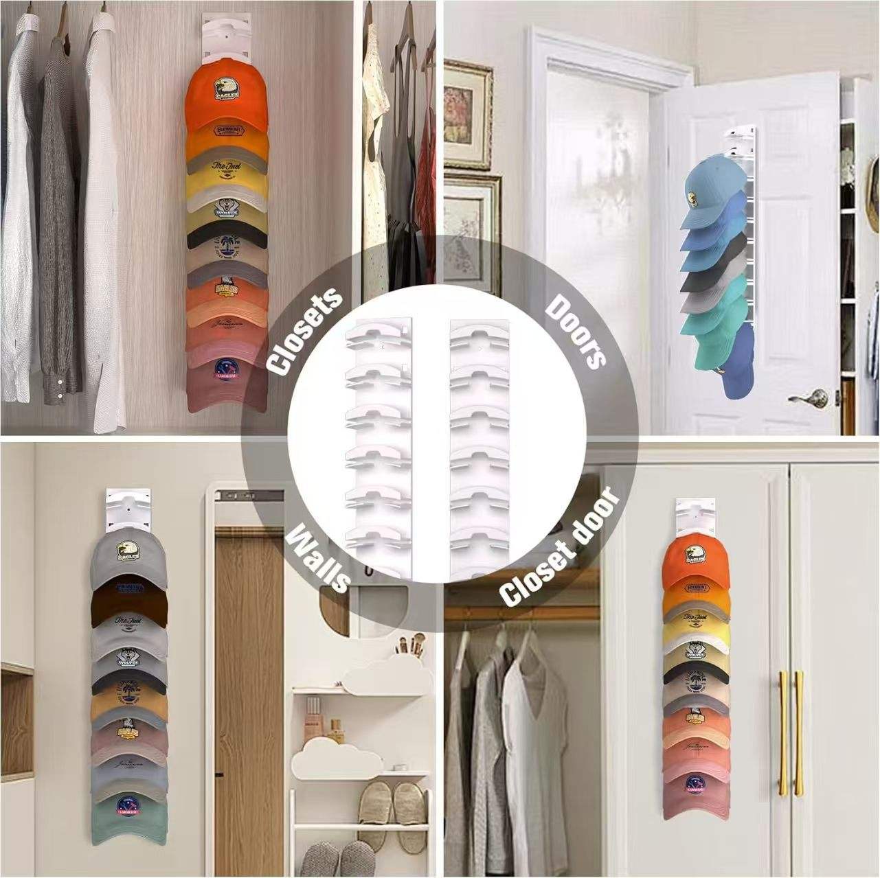 Baseball Cap Storage Rack, ABS - Wall-Mounted Multi-Layer Hat Organizer